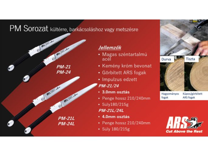 ARS PM-21L Japanese pruning saw with hard chrome-plated blade