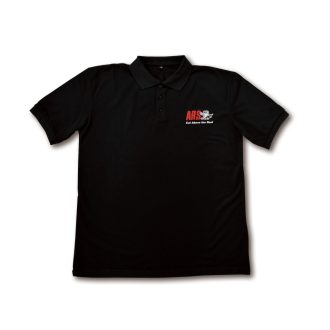 ARS black polo shirt with embroidered logo, size M
