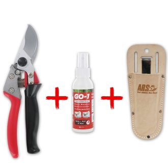   ARS VS-8XR Pruning Shears Kit: SH-VSZ Leather Holster + GO-1 Cleaner