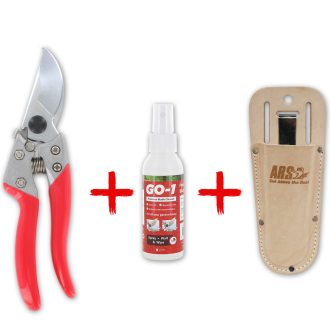   ARS VS-8XZ Pruning Shears Kit: SH-VSZ Leather Holster + GO-1 Cleaner
