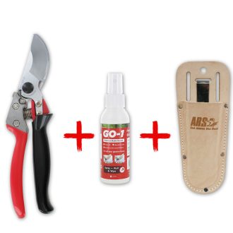   ARS VS-9XR Pruning Shears Kit: SH-VSZ Leather Holster + GO-1 Cleaner