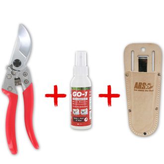   ARS VS-9XZ Pruning Shears Kit: SH-VSZ Leather Holster + GO-1 Cleaner